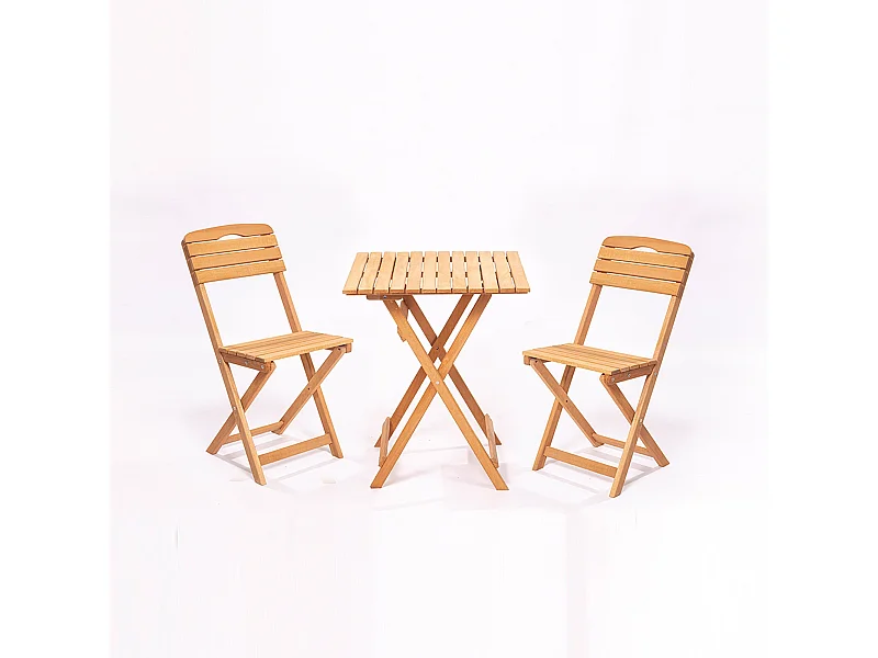 Ensemble table et chaises de jardin marron 80x72x60