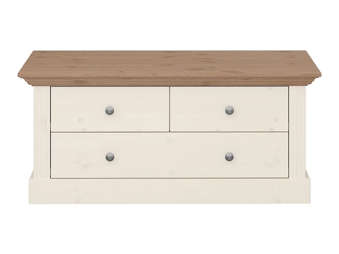 Alonso banc 1 grand, 2 petits tiroirs, white washed.