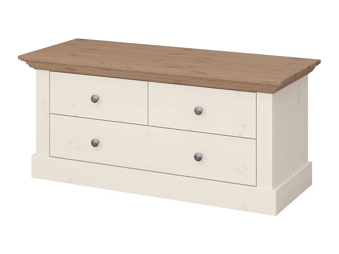 Alonso banc 1 grand, 2 petits tiroirs, white washed.