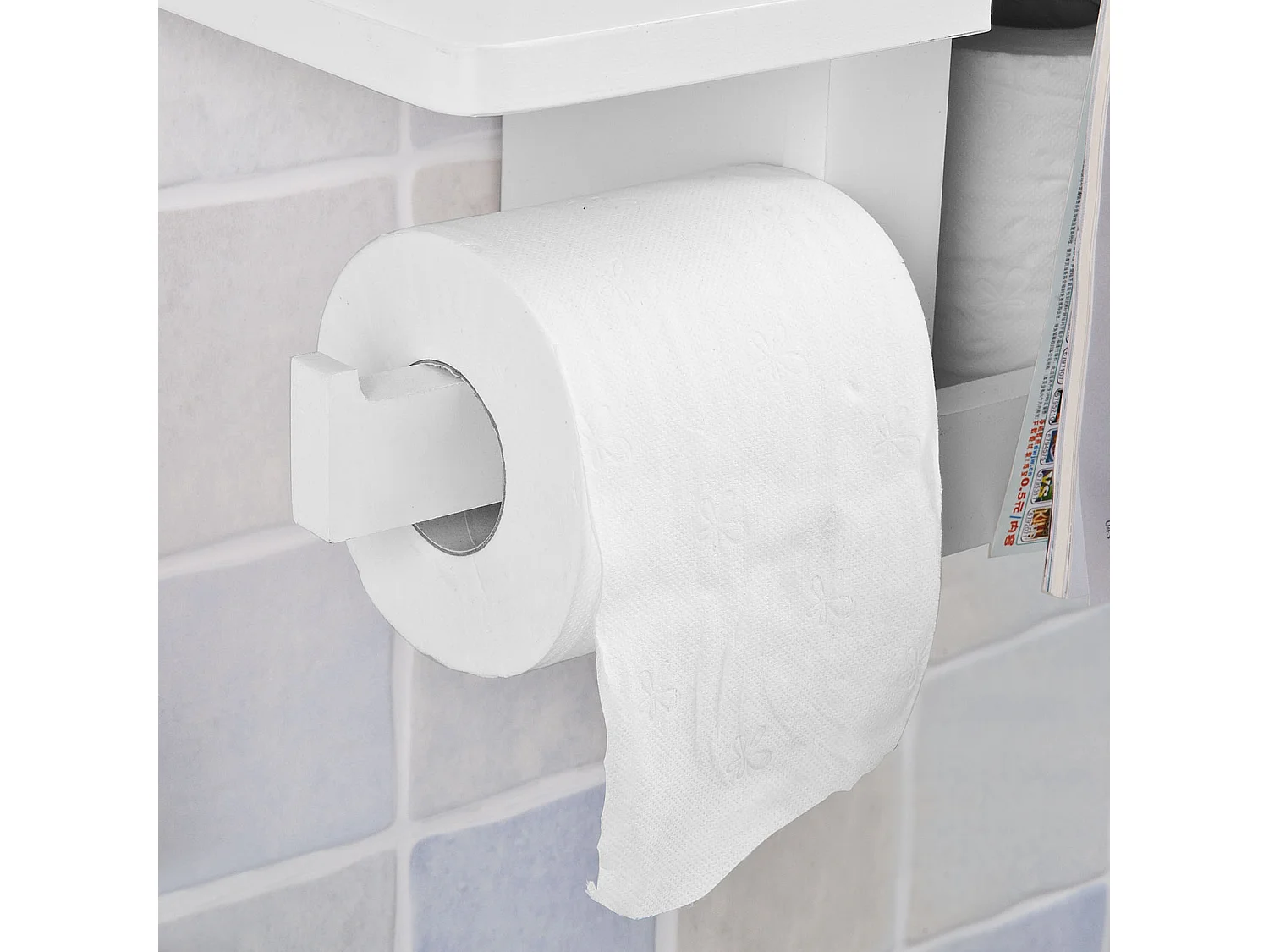 Dérouleur Papier Toilette Distributeur WC Porte Papier mural avec support pour déposer, FRG175-W