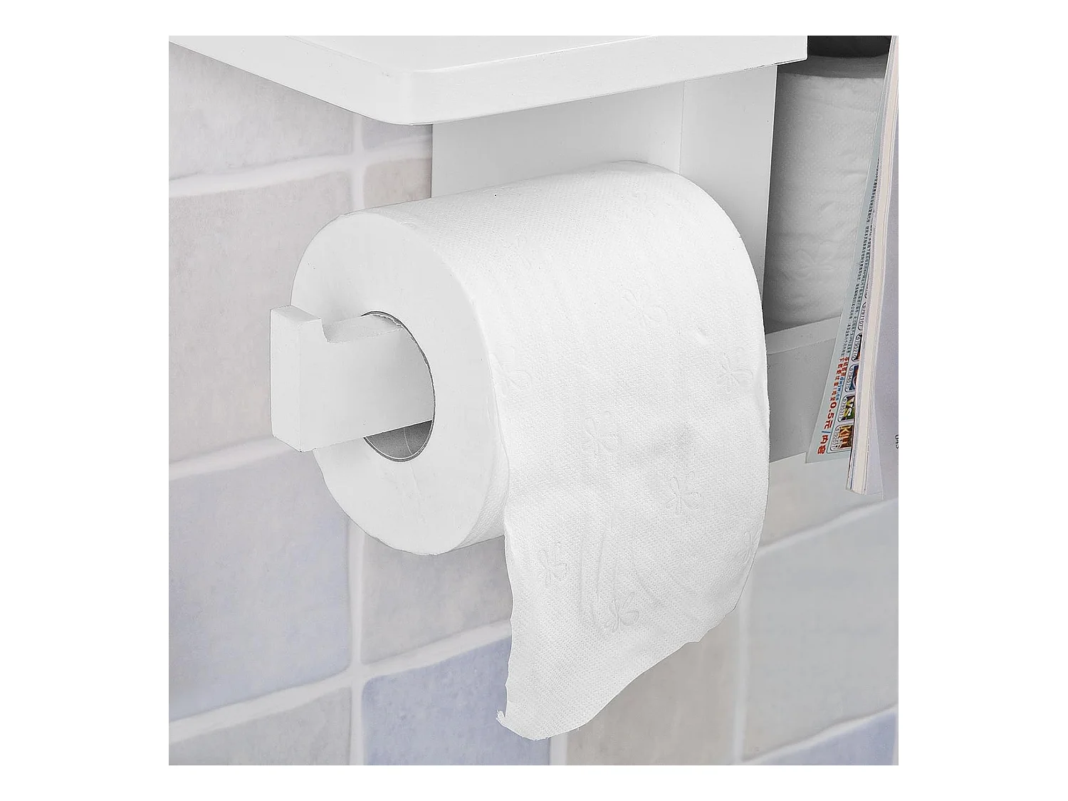 SoBuy FRG175-W Toiletrolhouder Toiletpapierhouder Toiletpapier Legplank voor tijdschriften