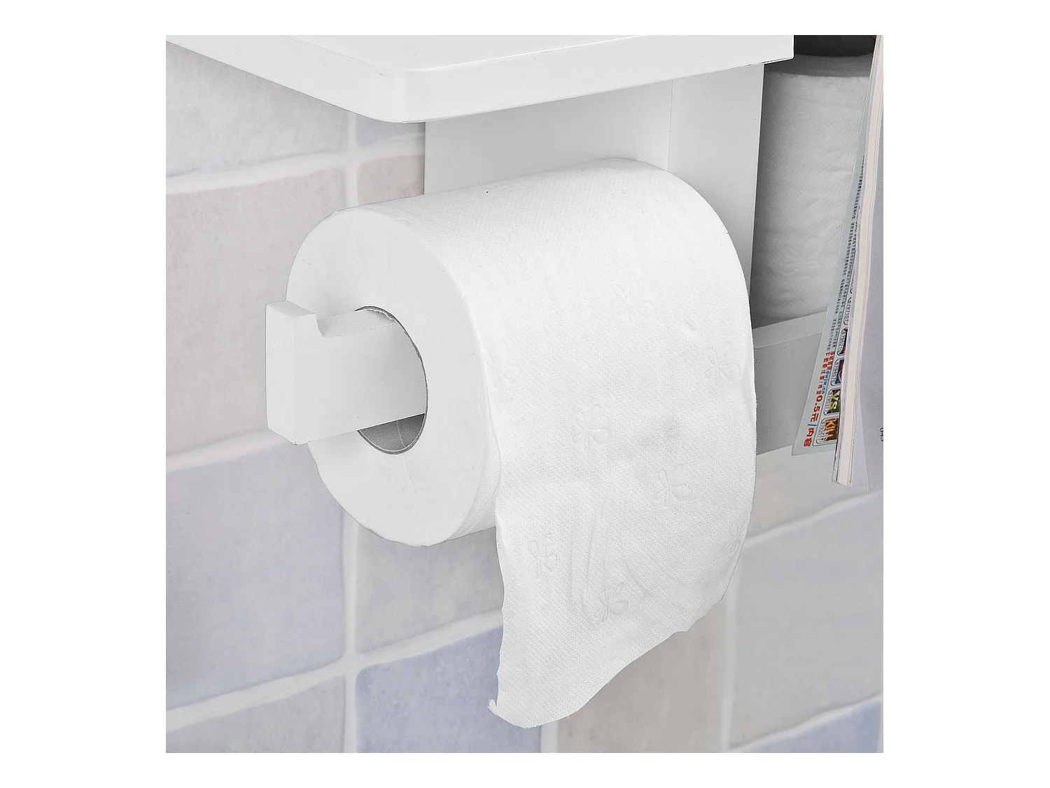 SoBuy FRG175-W Toiletrolhouder Toiletpapierhouder Toiletpapier Legplank voor tijdschriften