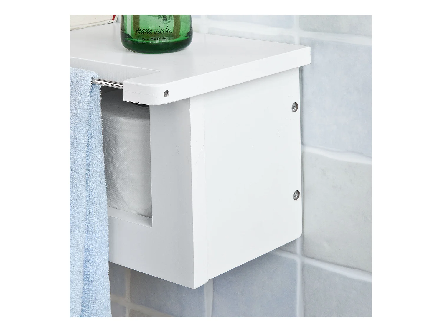 SoBuy FRG175-W Toiletrolhouder Toiletpapierhouder Toiletpapier Legplank voor tijdschriften