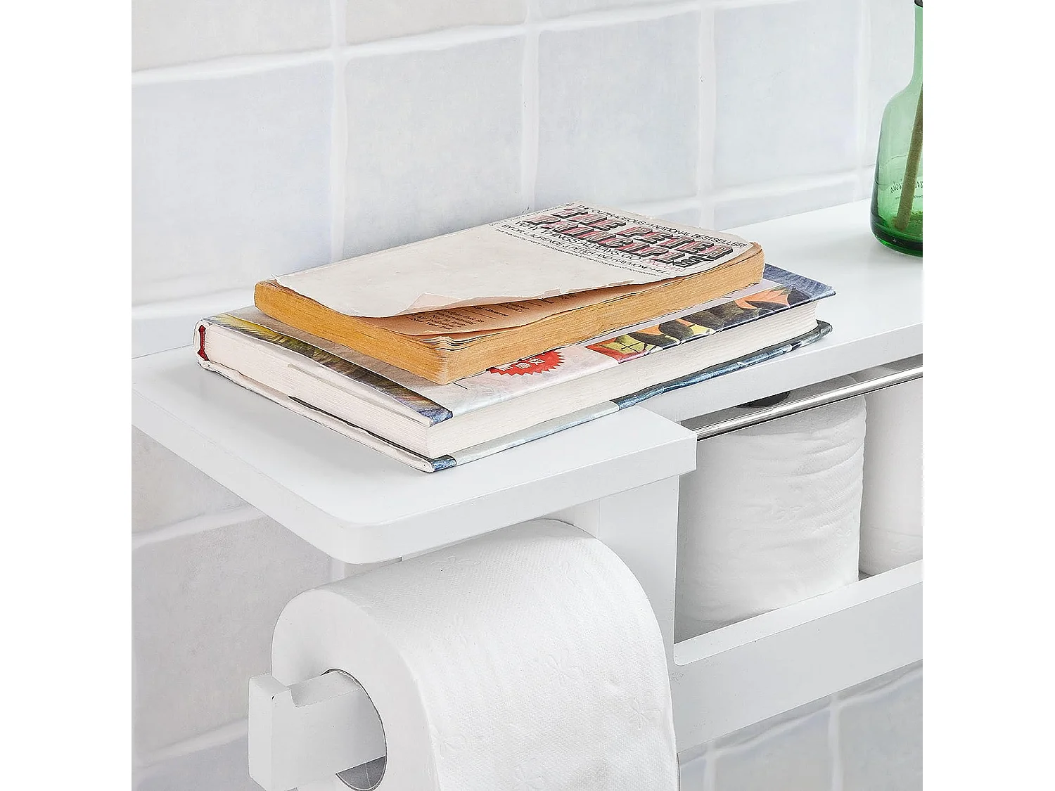 SoBuy FRG175-W Toiletrolhouder Toiletpapierhouder Toiletpapier Legplank voor tijdschriften