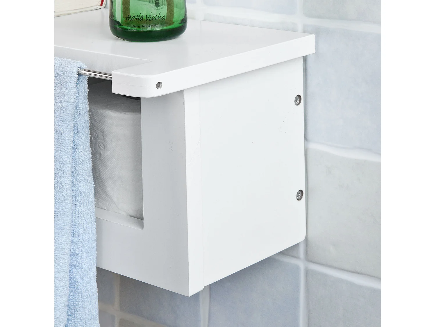 SoBuy FRG175-W Toiletrolhouder Toiletpapierhouder Toiletpapier Legplank voor tijdschriften