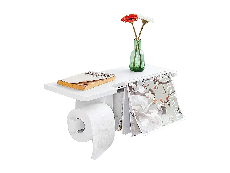 SoBuy FRG175-W Toiletrolhouder Toiletpapierhouder Toiletpapier Legplank voor tijdschriften