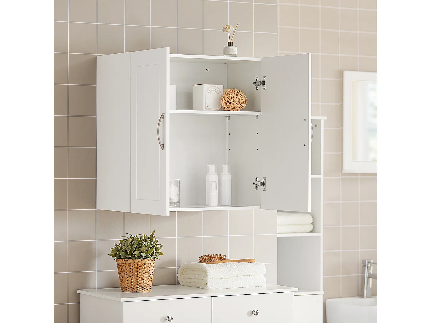 SoBuy FRG231-W Badkamerkast Hangend - Medicijnkast - Cosmetica - badkamerkast hangend