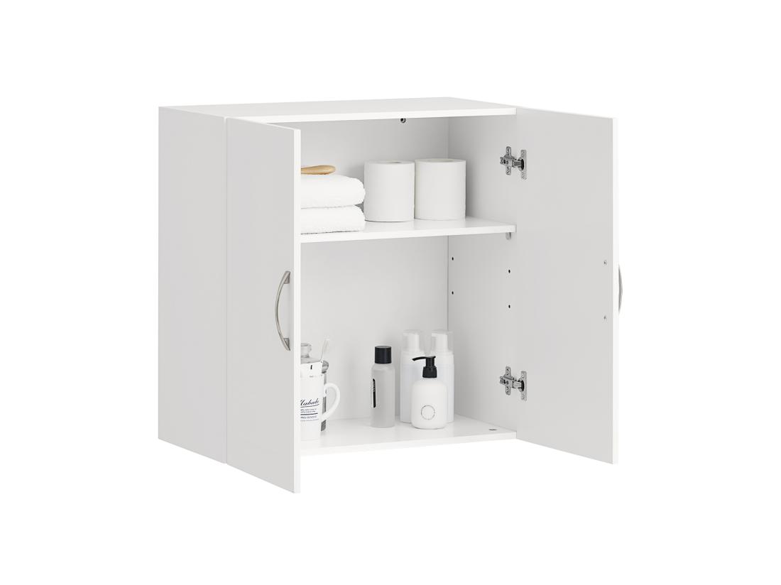 vente unique Salle de Bain Suspendue Placard Commode Murale – 2 Portes - Blanc FRG231-W
