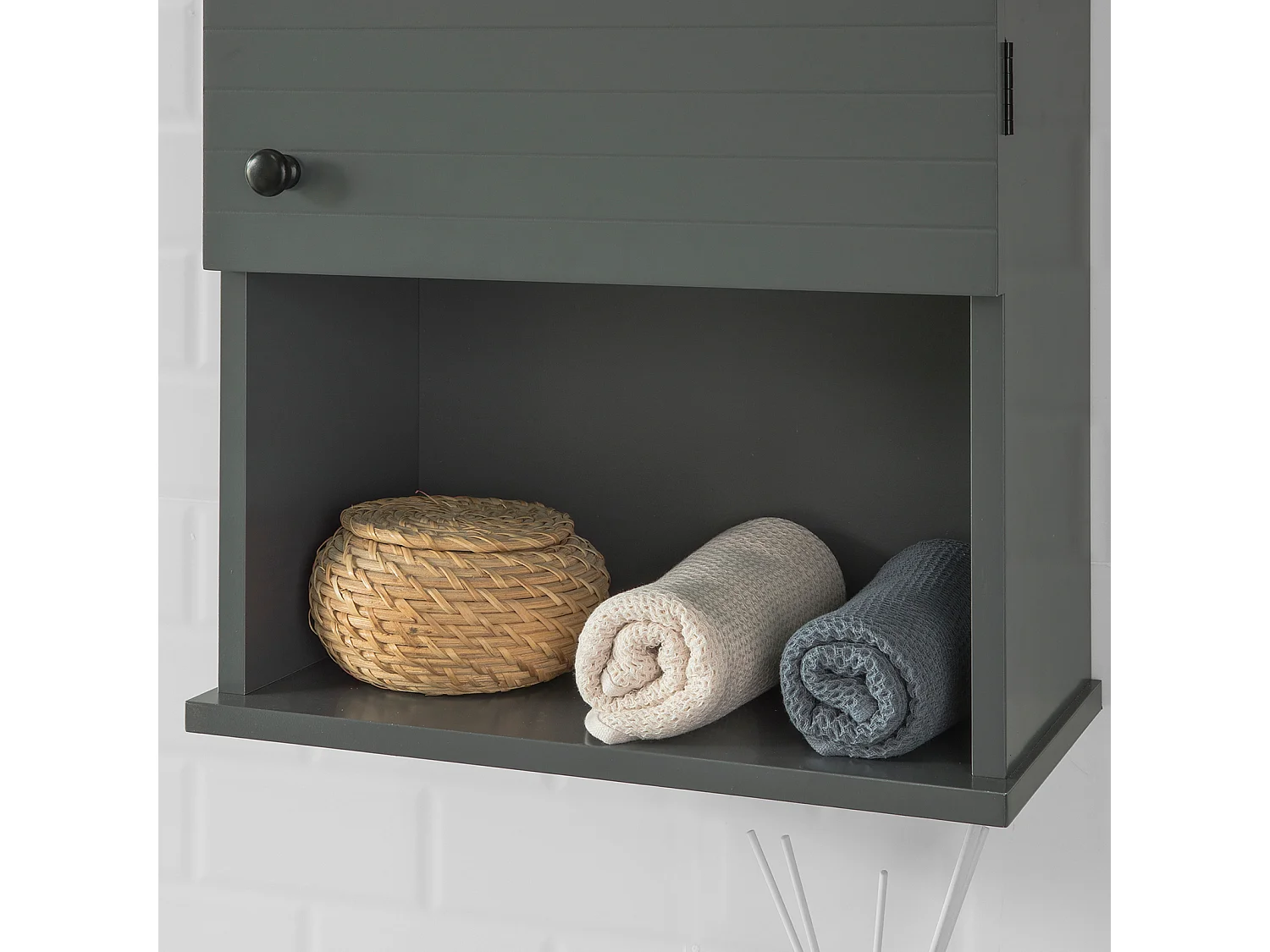 Meuble Haut Armoire Suspendue de Toilettes Placard Mural avec Porte et étagères,BZR25-DG