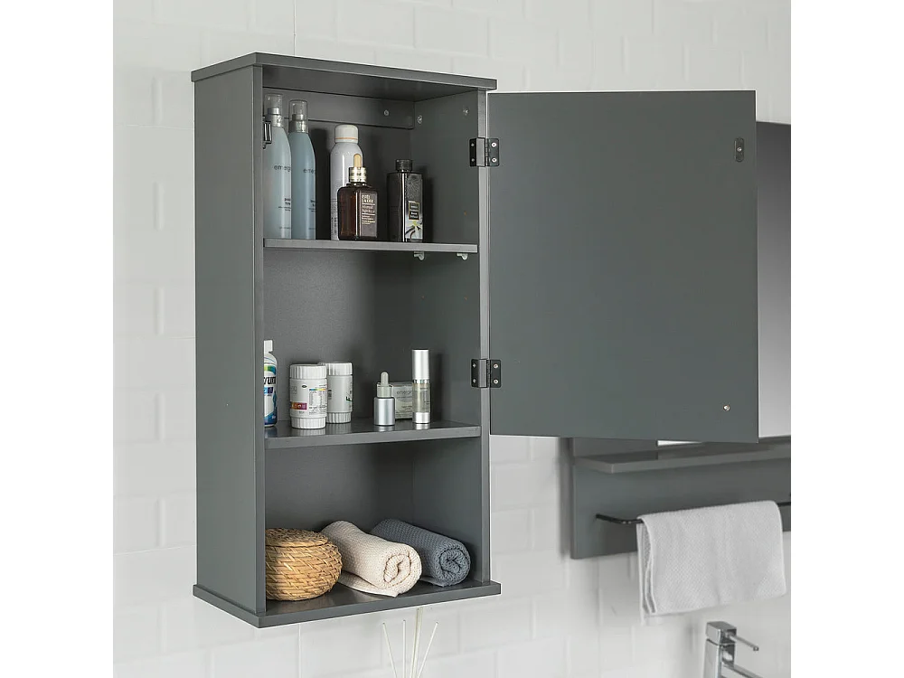 Meuble Haut Armoire Suspendue de Toilettes Placard Mural avec Porte et étagères,BZR25-DG