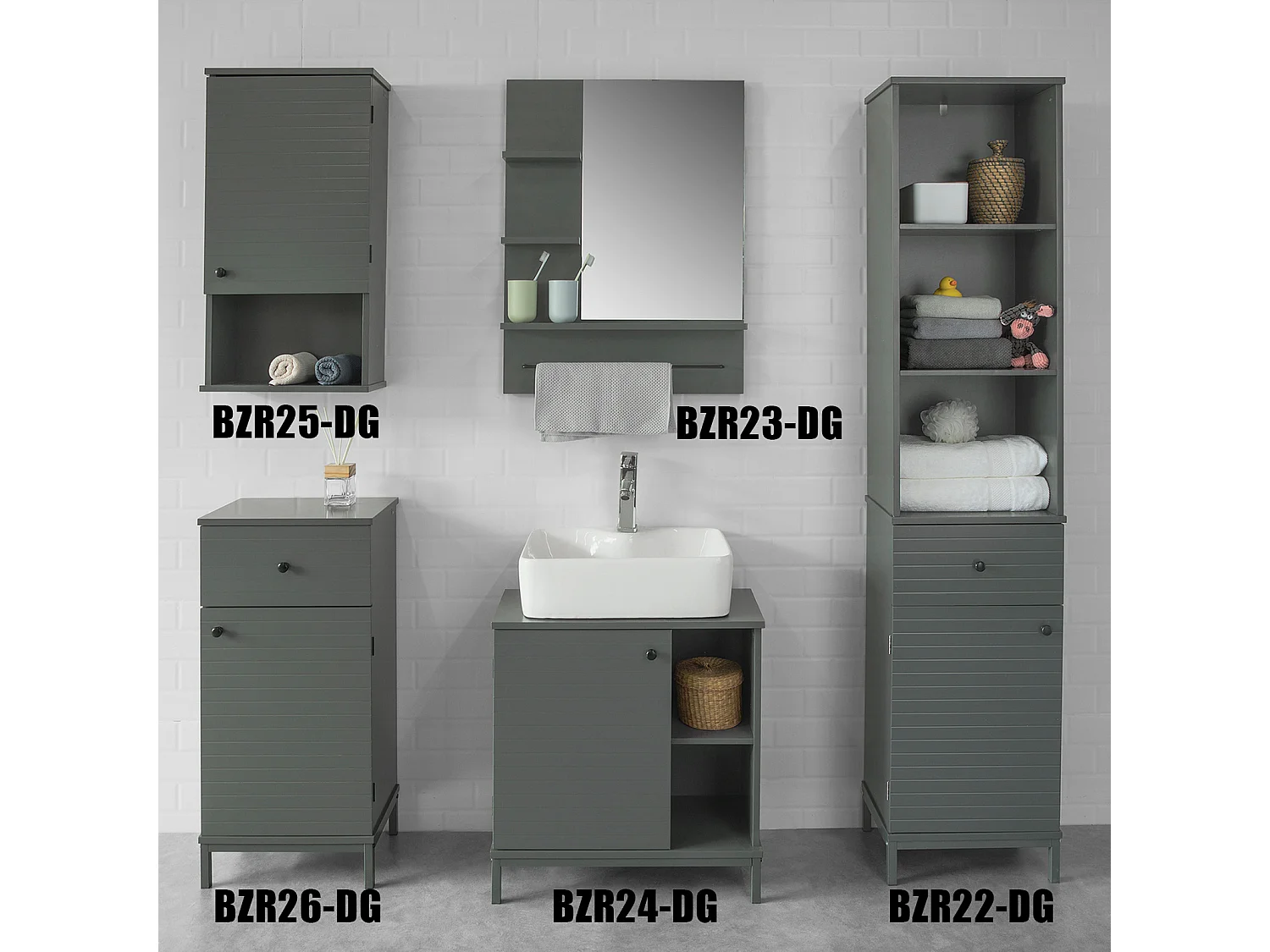 Meuble Haut Armoire Suspendue de Toilettes Placard Mural avec Porte et étagères,BZR25-DG