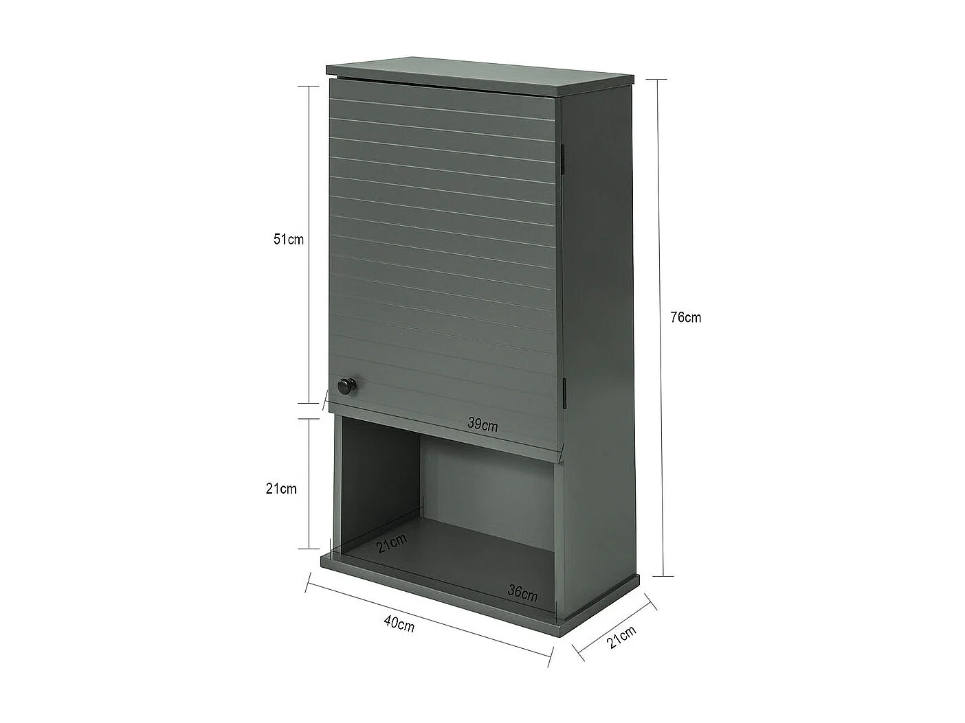 Meuble Haut Armoire Suspendue de Toilettes Placard Mural avec Porte et étagères,BZR25-DG