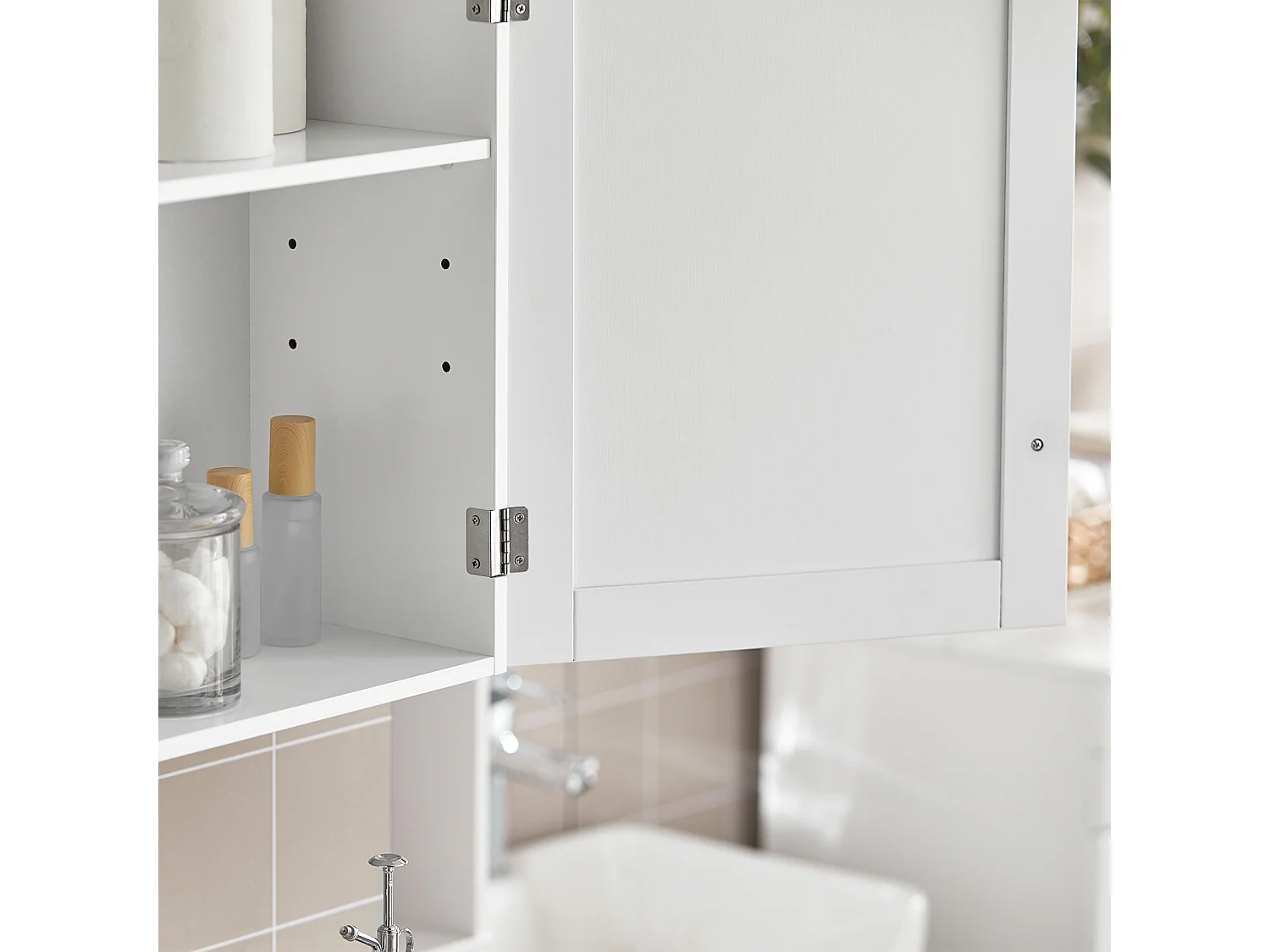 SoBuy BZR19-W Medicijnkastje Badkamer Landelijk Wit