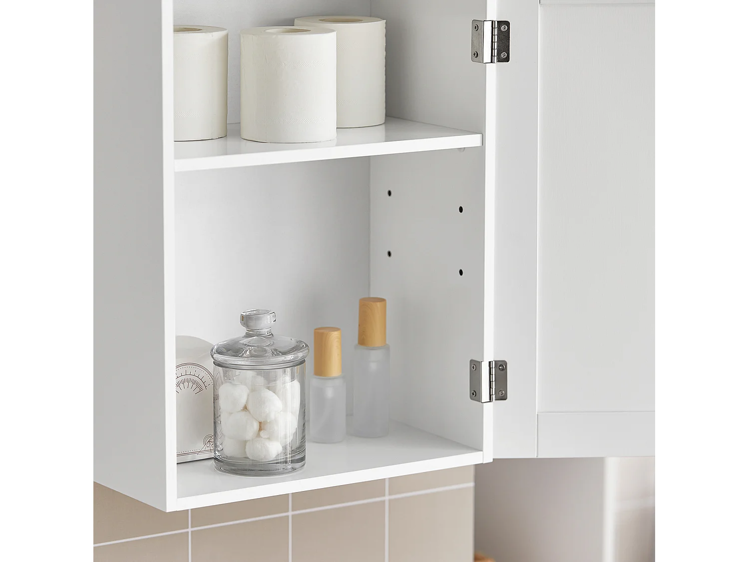 SoBuy BZR19-W Medicijnkastje Badkamer Landelijk Wit