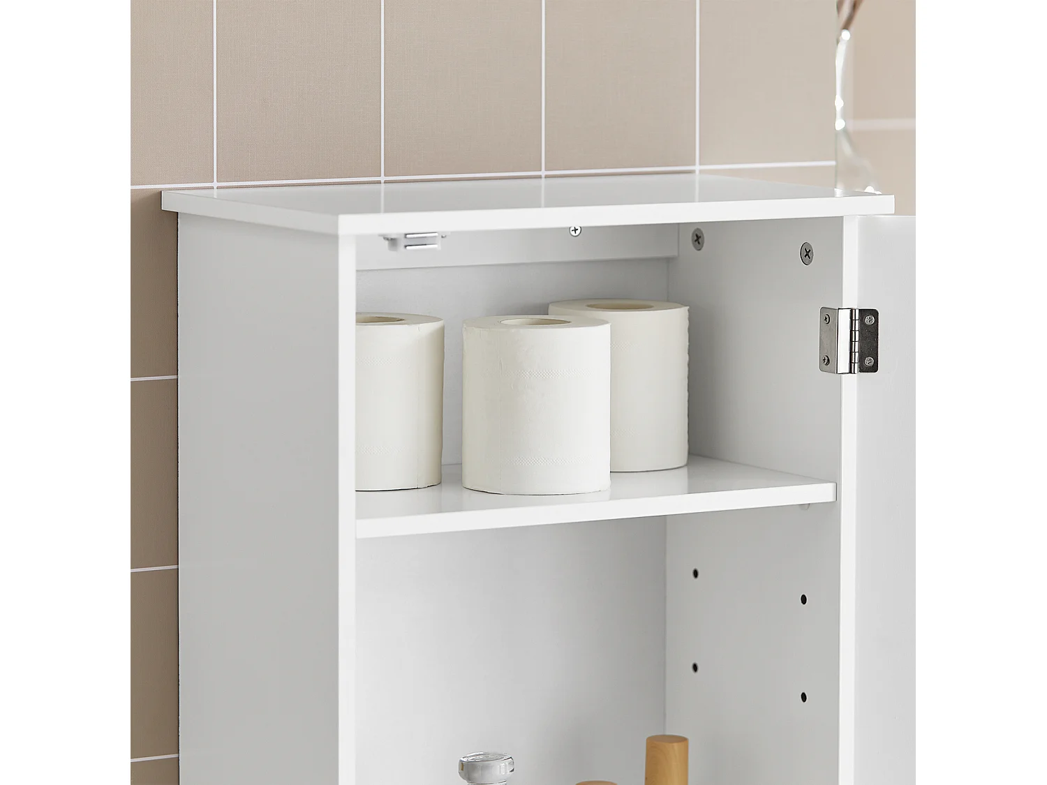 SoBuy BZR19-W Medicijnkastje Badkamer Landelijk Wit