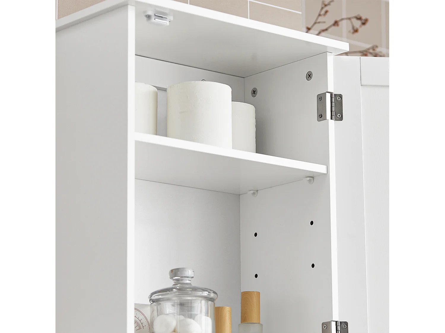 SoBuy BZR19-W Medicijnkastje Badkamer Landelijk Wit