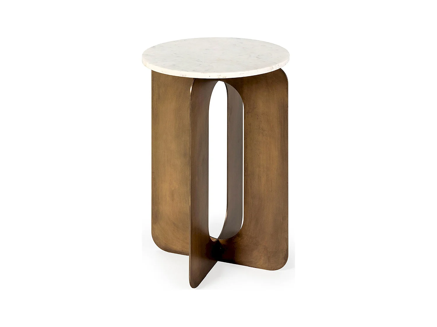 Table d'appoint Métal/Marbre Doré Antique/Blanc