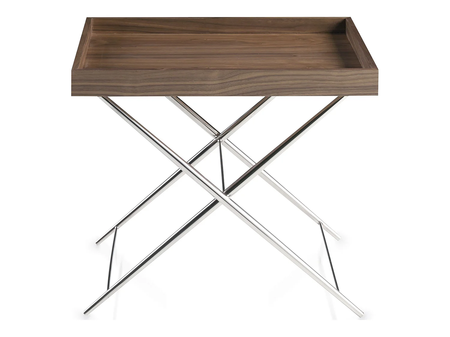 Table d'appoint plateau bois base acier inoxydable