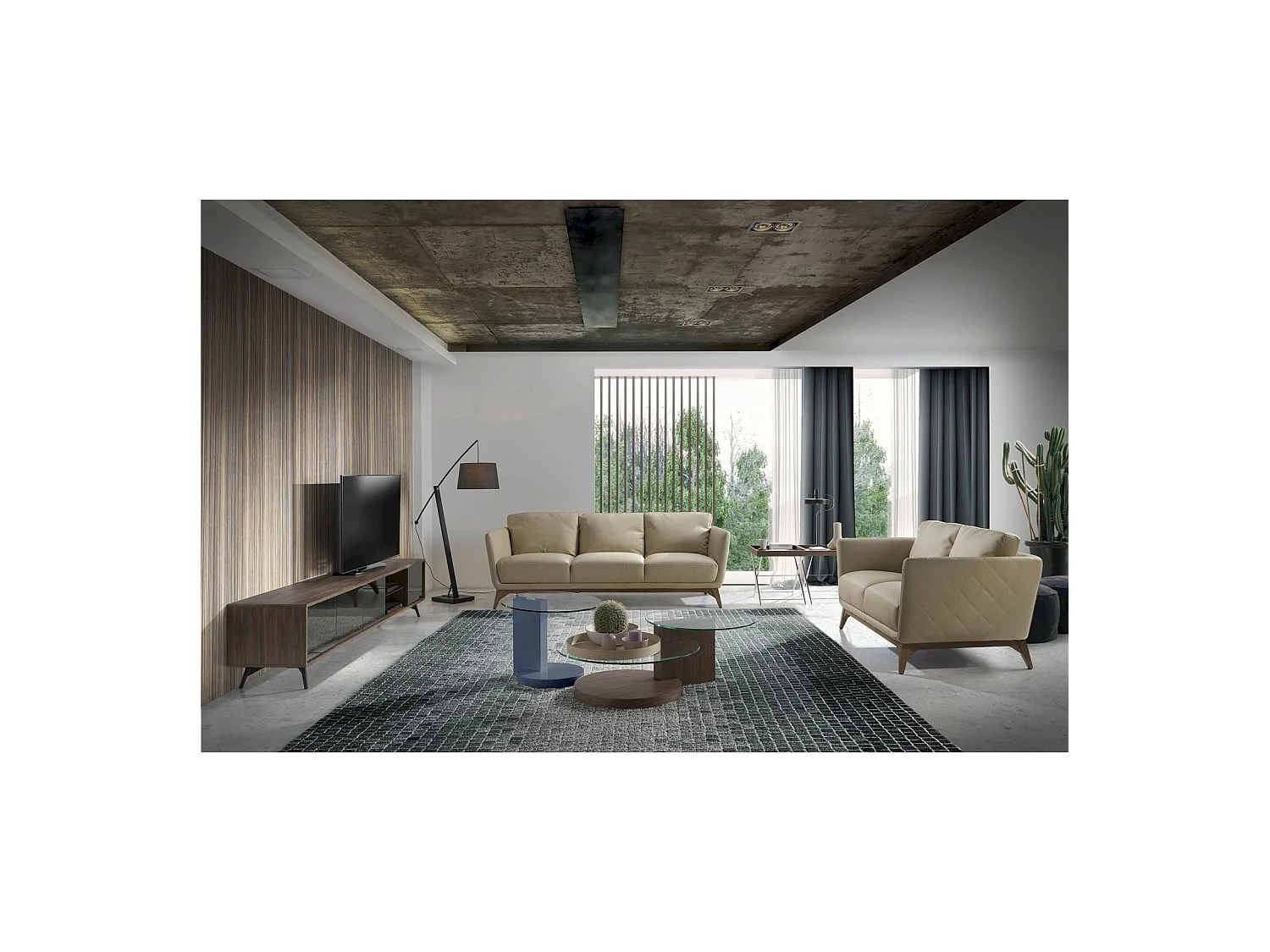 Table d'appoint plateau bois base acier inoxydable