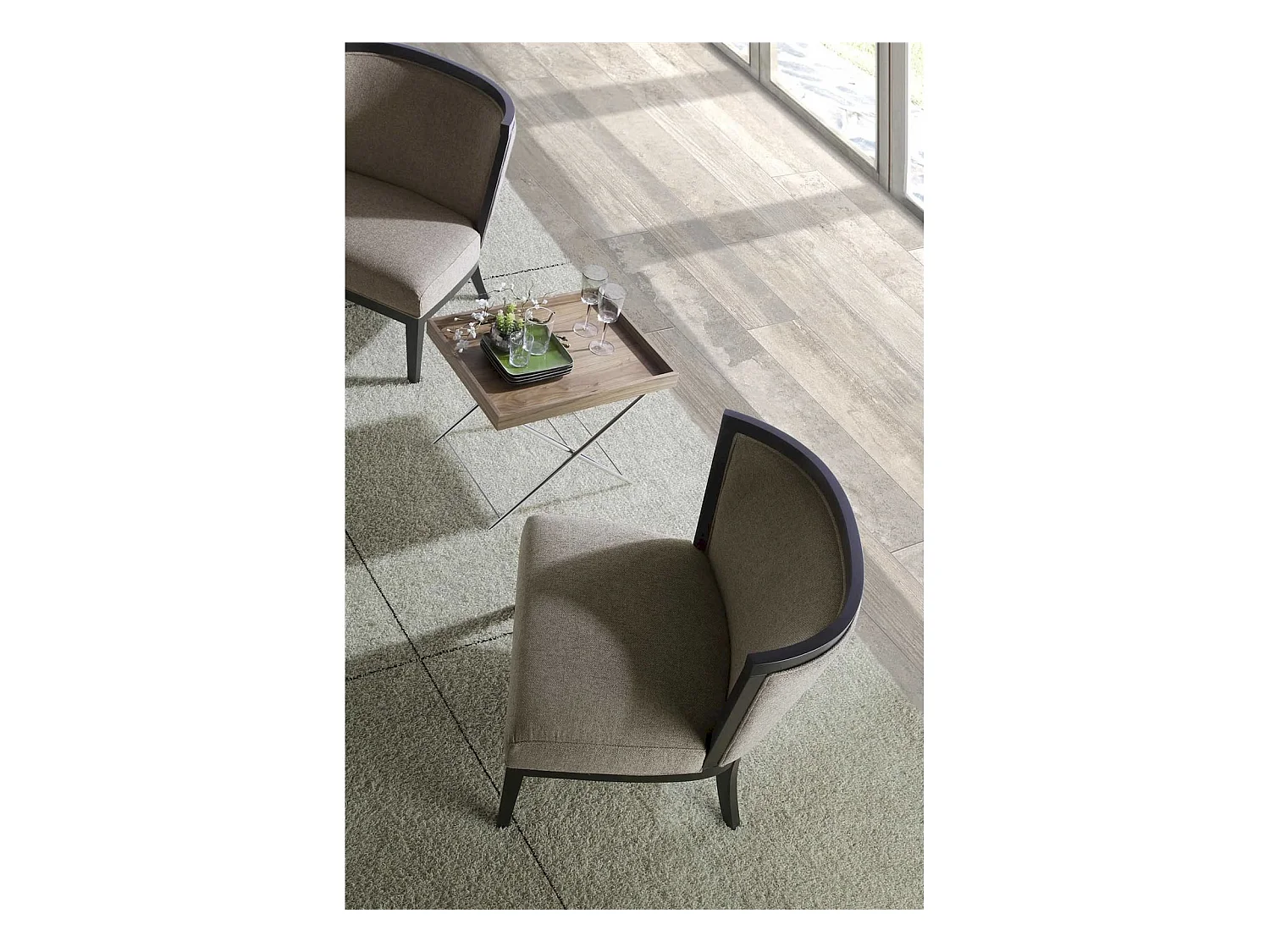 Table d'appoint plateau bois base acier inoxydable