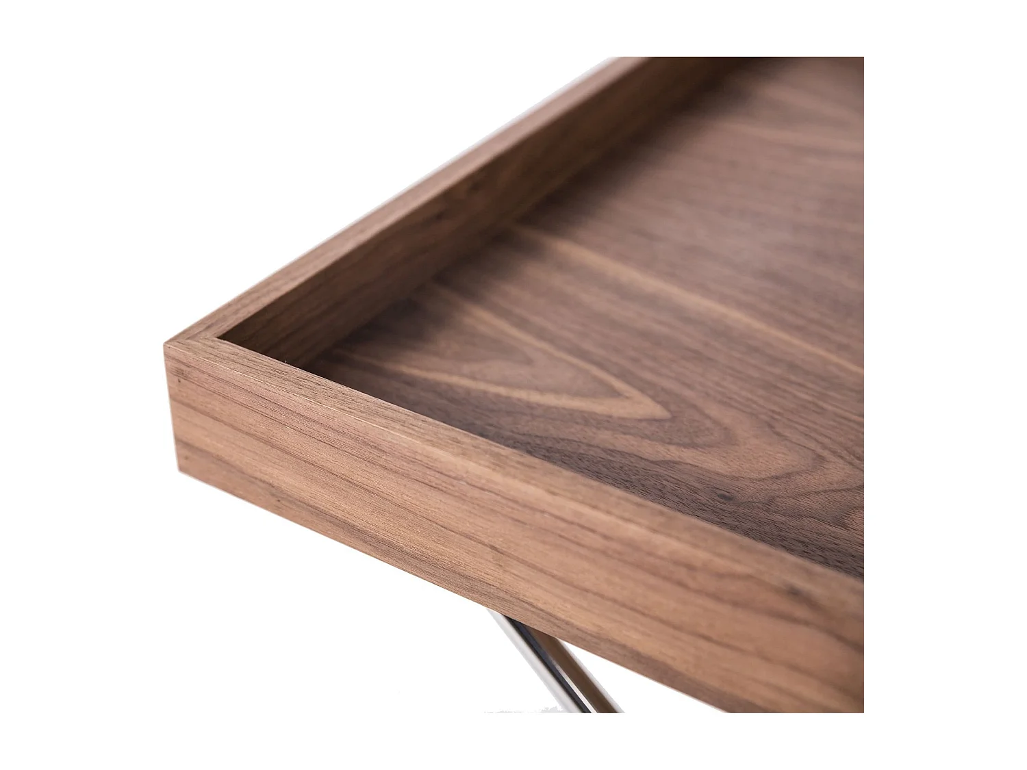 Table d'appoint plateau bois base acier inoxydable