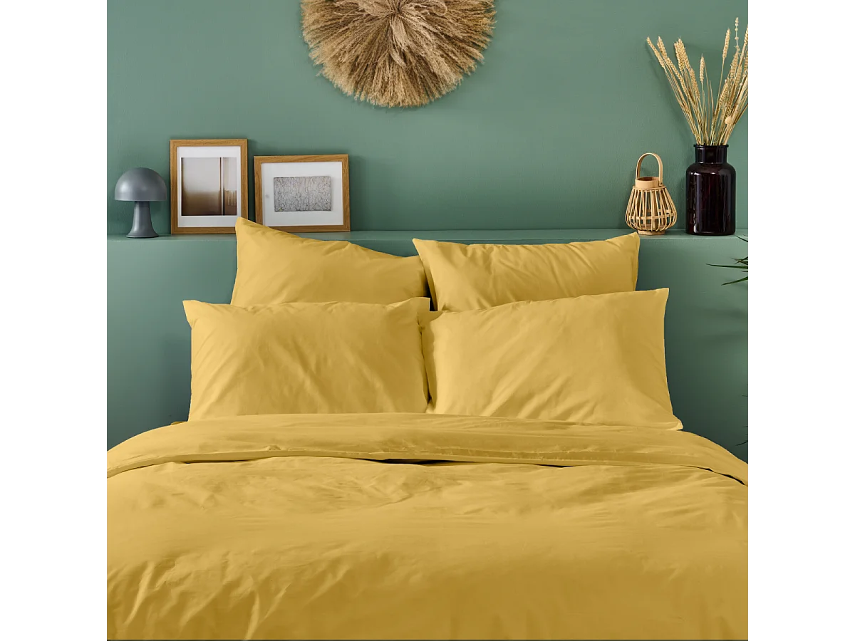 Taie d'oreiller 100% Percale de coton - Moutarde - 65x65cm