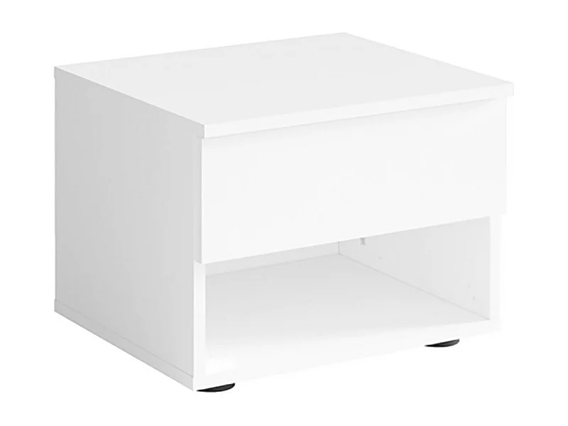 Lote de 2 mesitas de noche - 1 compartimento y 1 cajón - blanco - Colección NOFI