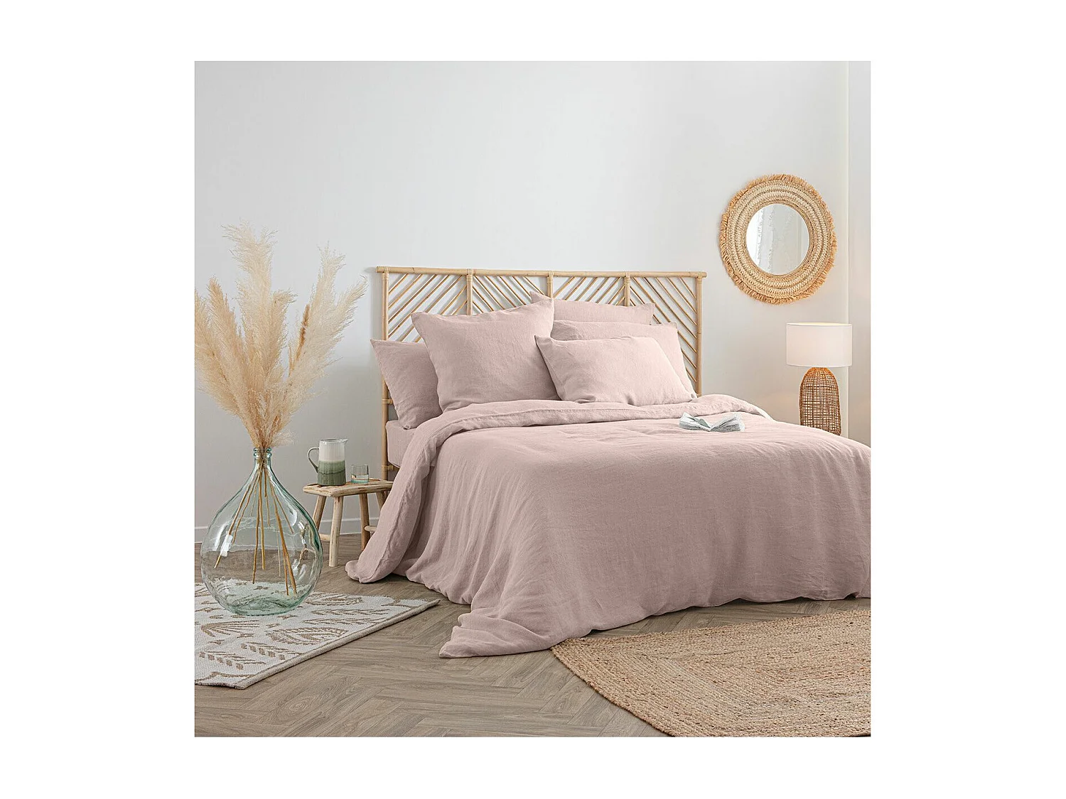 Taie d'Oreiller en Lin "Adorable" 50x70cm Rose