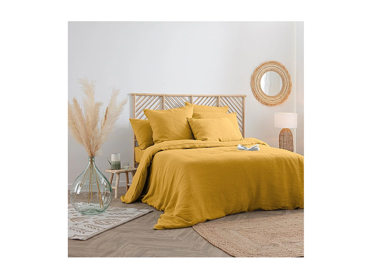 Taie d'Oreiller en Lin "Adorable" 50x70cm Jaune Ocre