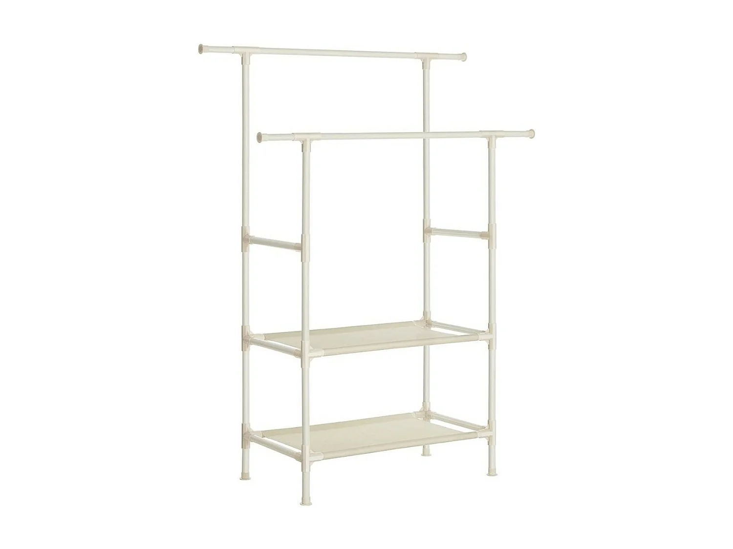 Armadio per abiti con 2 aste e 2 ripiani bianchi