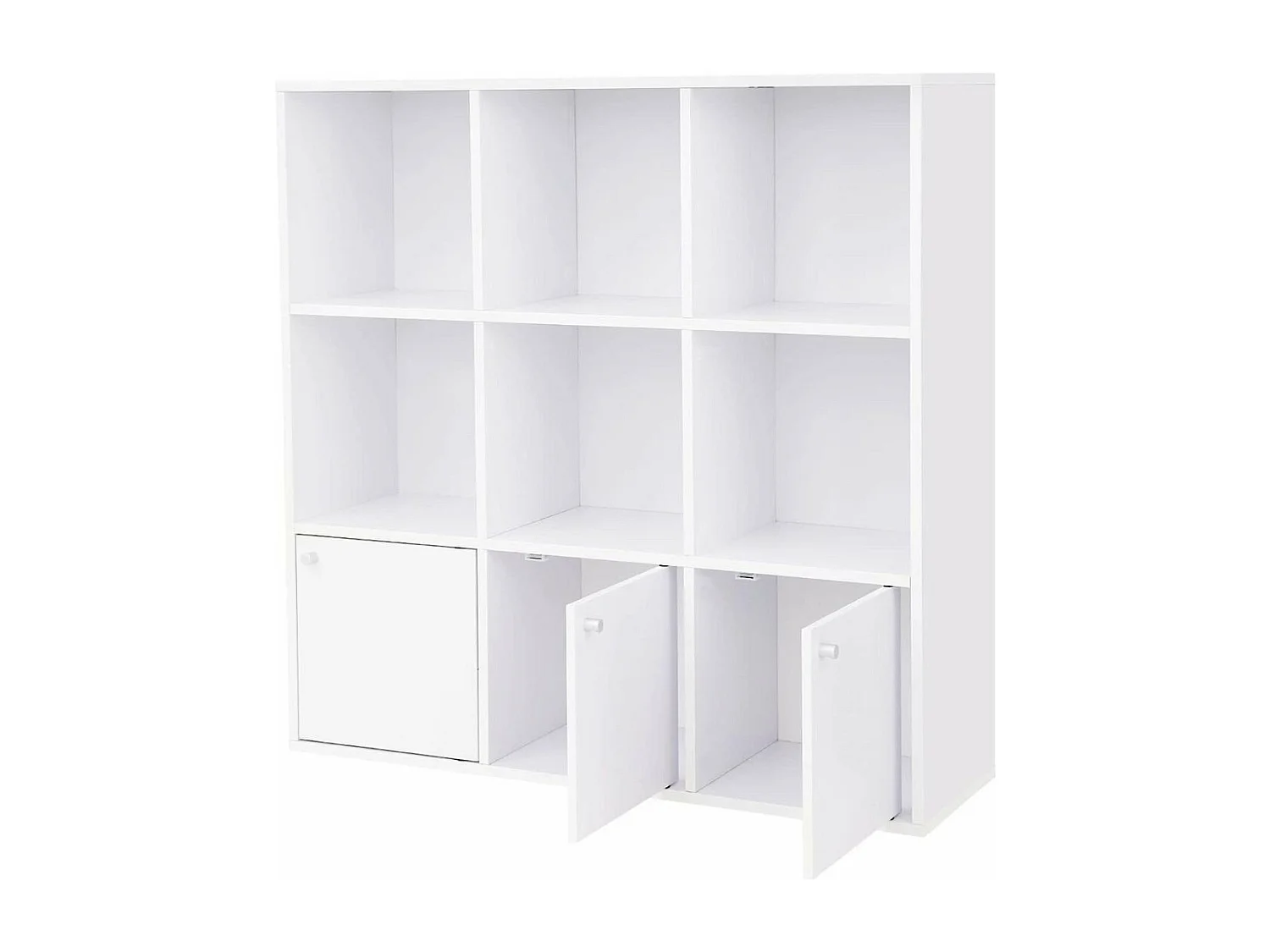 Weiße Kommode mit 9 Fächern und 3 Türen - L97,5 cm