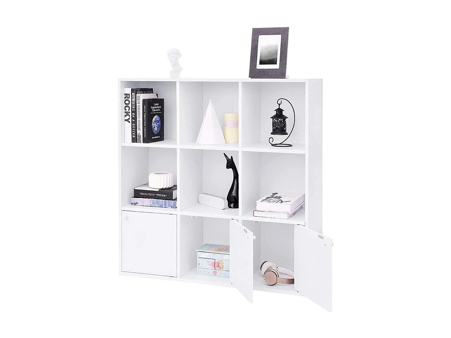 Weiße Kommode mit 9 Fächern und 3 Türen - L97,5 cm