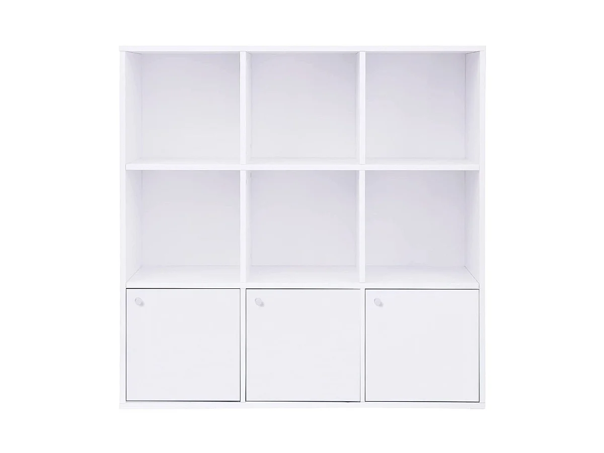 Móvel de Armazenamento Branco 9 Compartimentos com 3 Portas - L97,5 cm
