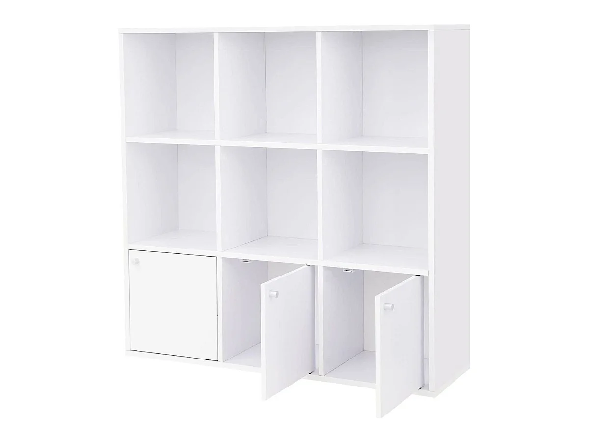 Móvel de Armazenamento Branco 9 Compartimentos com 3 Portas - L97,5 cm