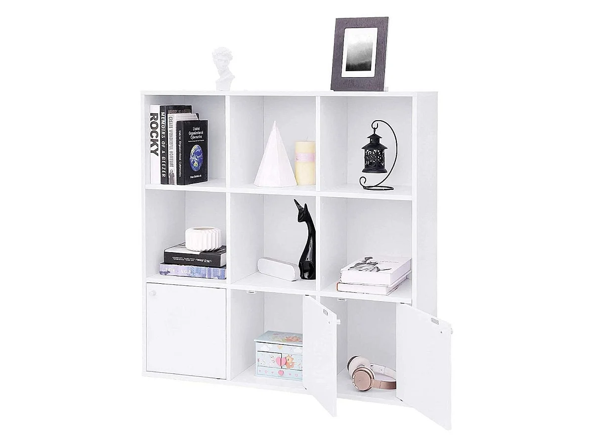 Móvel de Armazenamento Branco 9 Compartimentos com 3 Portas - L97,5 cm