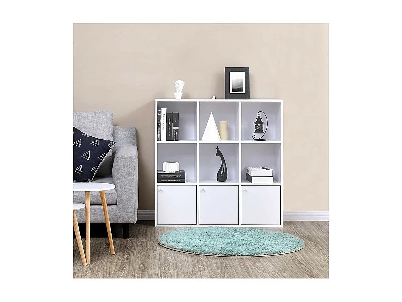 Mobile di stoccaggio bianco a 9 scomparti con 3 porte - L97,5 cm