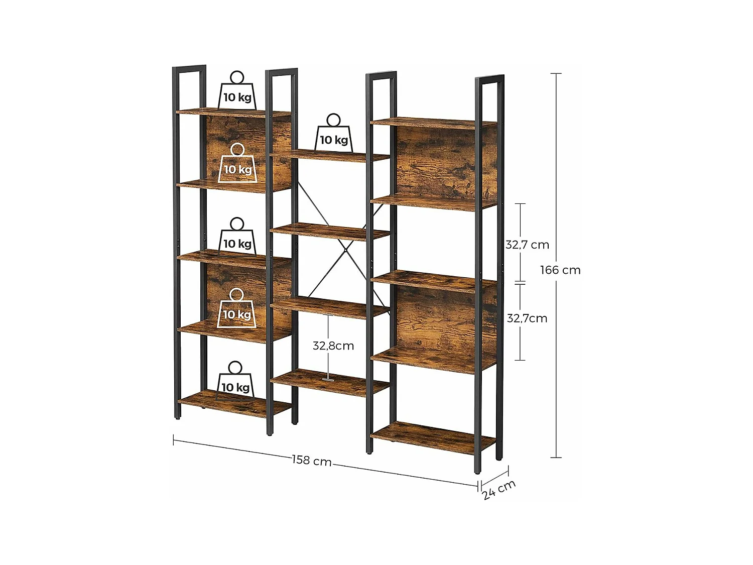 Etagère 14 Niveaux Style Industriel - L158 x H166 cm