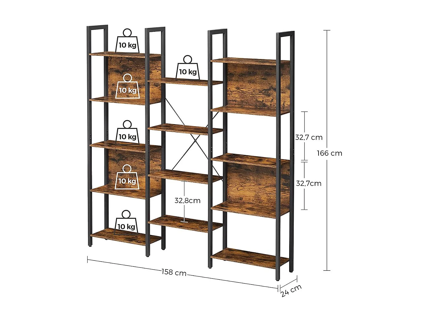 Etagère 14 Niveaux Style Industriel - L158 x H166 cm