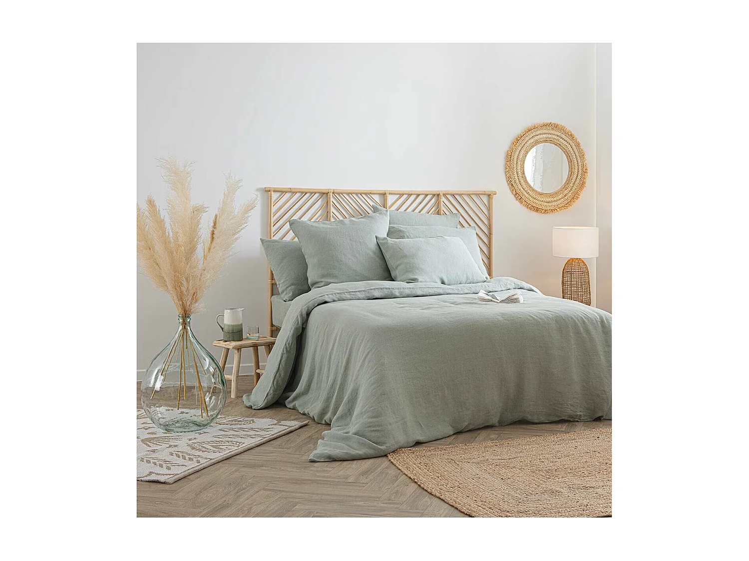 Housse de Couette Lin "Adorable" 260x240cm Vert Céladon