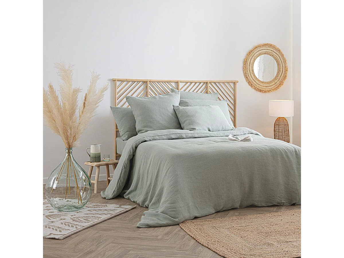 Housse de Couette Lin "Adorable" 260x240cm Vert Céladon