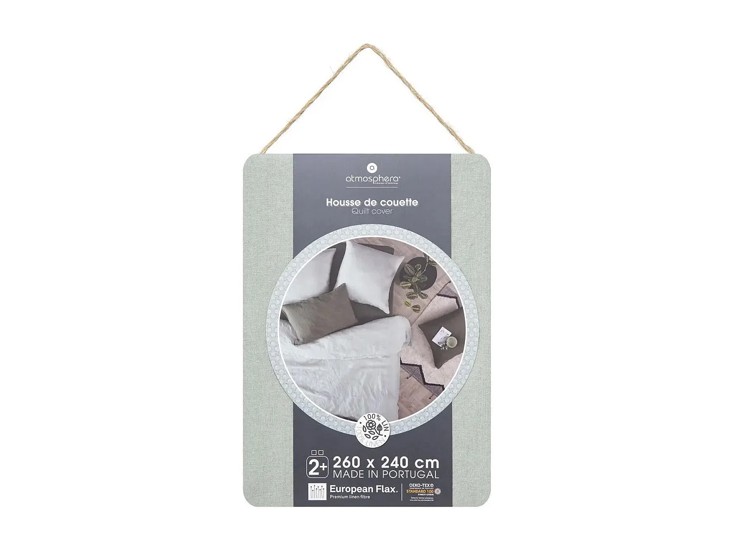Housse de Couette Lin "Adorable" 260x240cm Vert Céladon