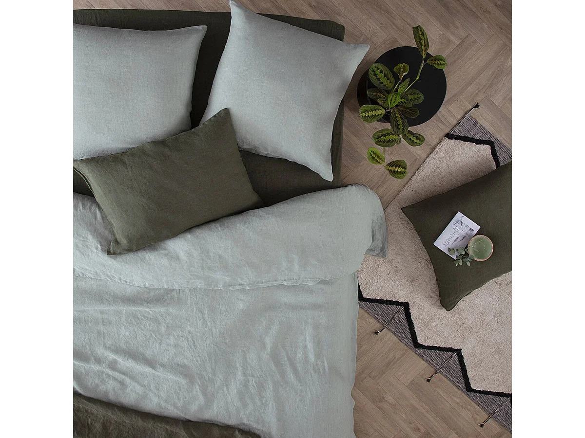 Housse de Couette Lin "Adorable" 260x240cm Vert Céladon