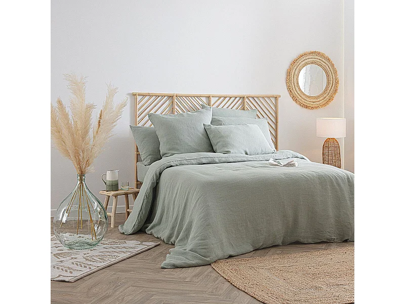 Housse de Couette Lin "Adorable" 260x240cm Vert Céladon