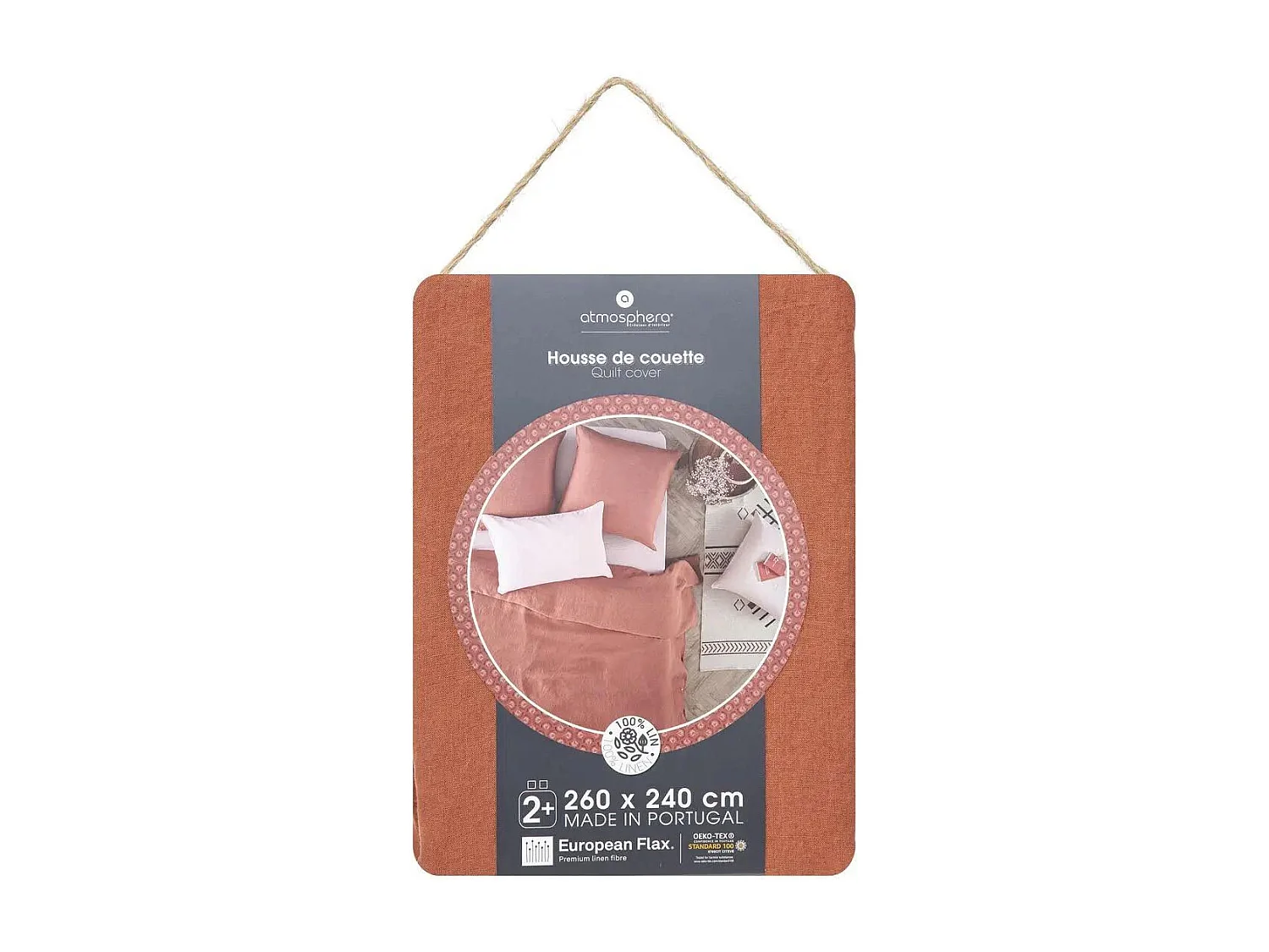 Housse de Couette Lin "Adorable" 260x240cm Terracotta