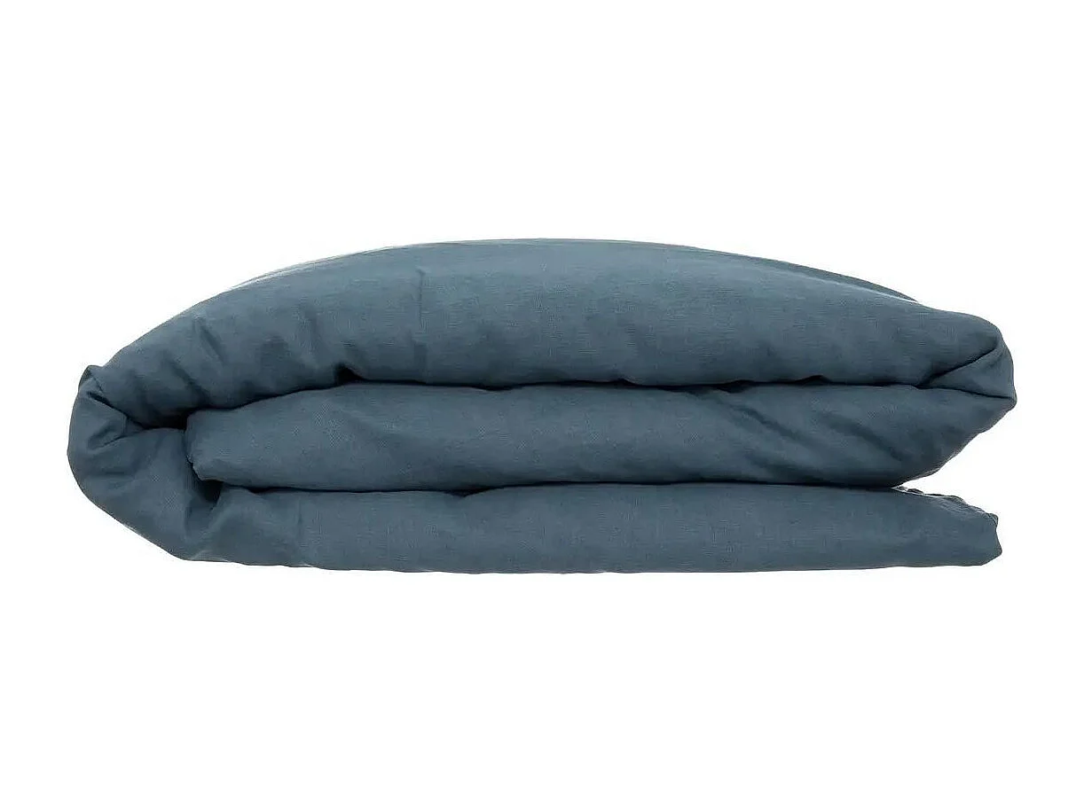 Housse de Couette Lin "Adorable" 260x240cm Bleu Canard