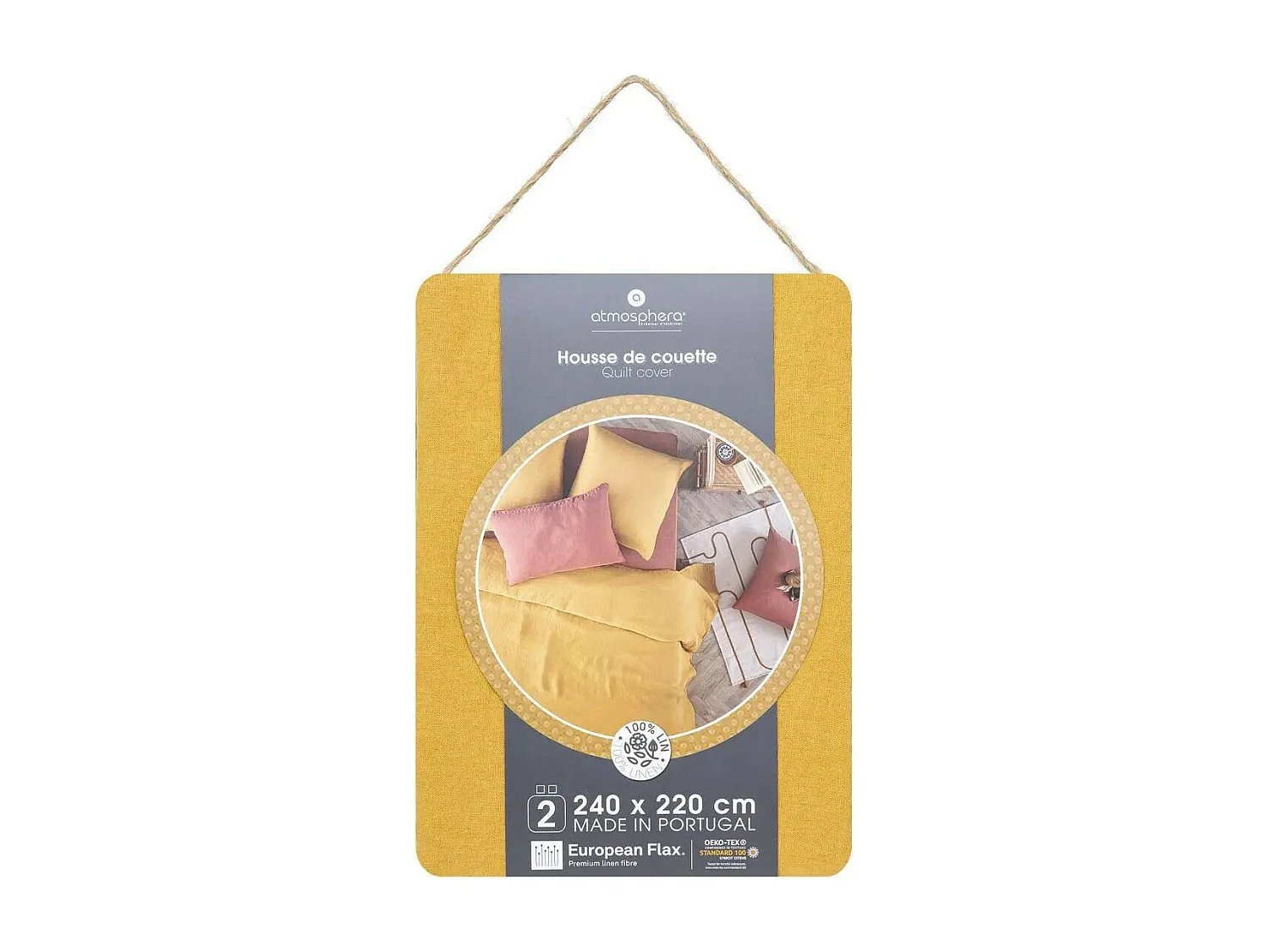 Housse de Couette Lin "Adorable" 240x220cm Jaune Ocre