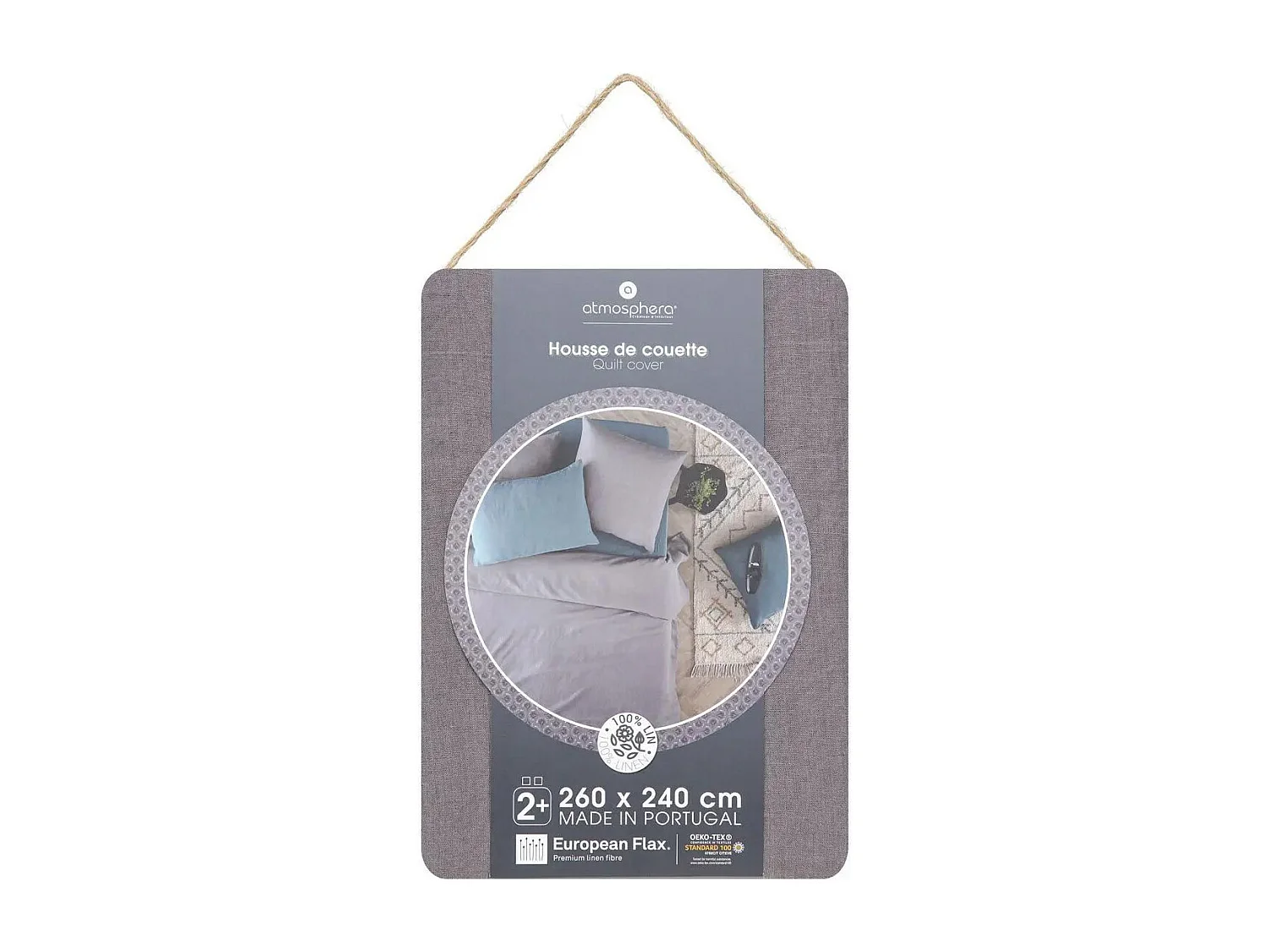 Housse de Couette Lin "Adorable" 260x240cm Gris Ardoise