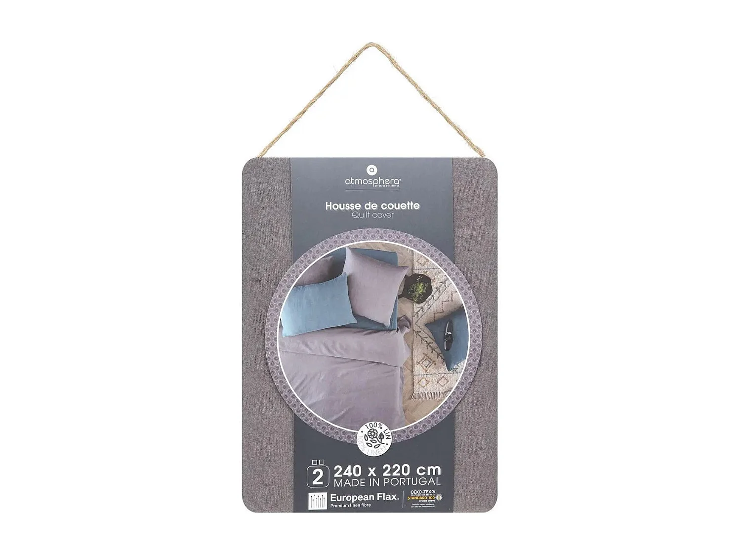 Housse de Couette Lin "Adorable" 240x220cm Gris Ardoise