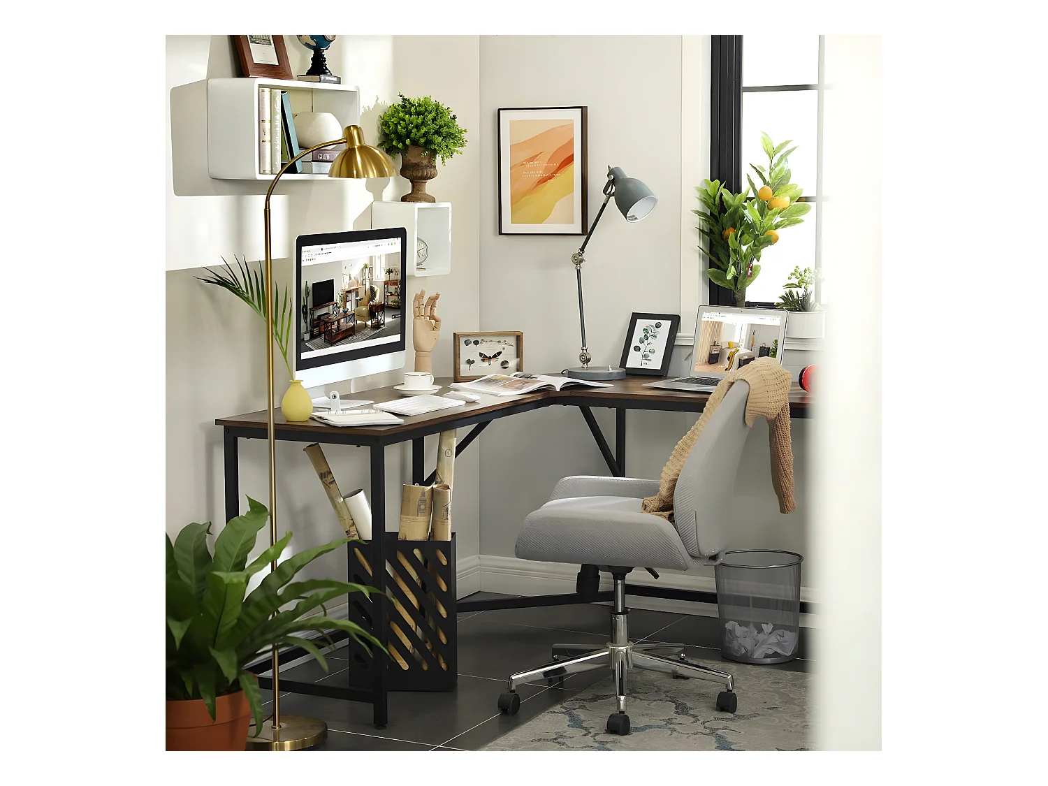 Eckschreibtisch im Industrial-Stil - L149 x P149 cm