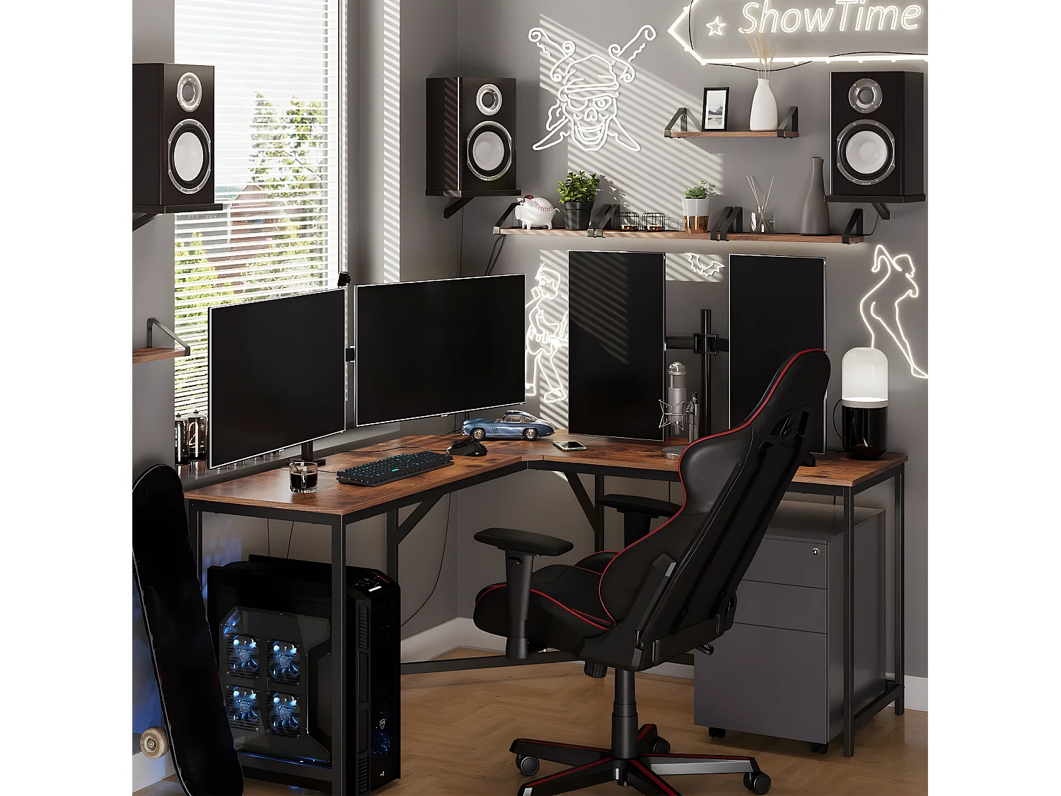 Eckschreibtisch im Industrial-Stil - L149 x P149 cm